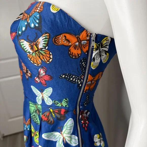 Anthropologie Nathalie Lete Paris Strapless Butterfly A-Line Mini Dress Size 0 - Picture 7 of 15